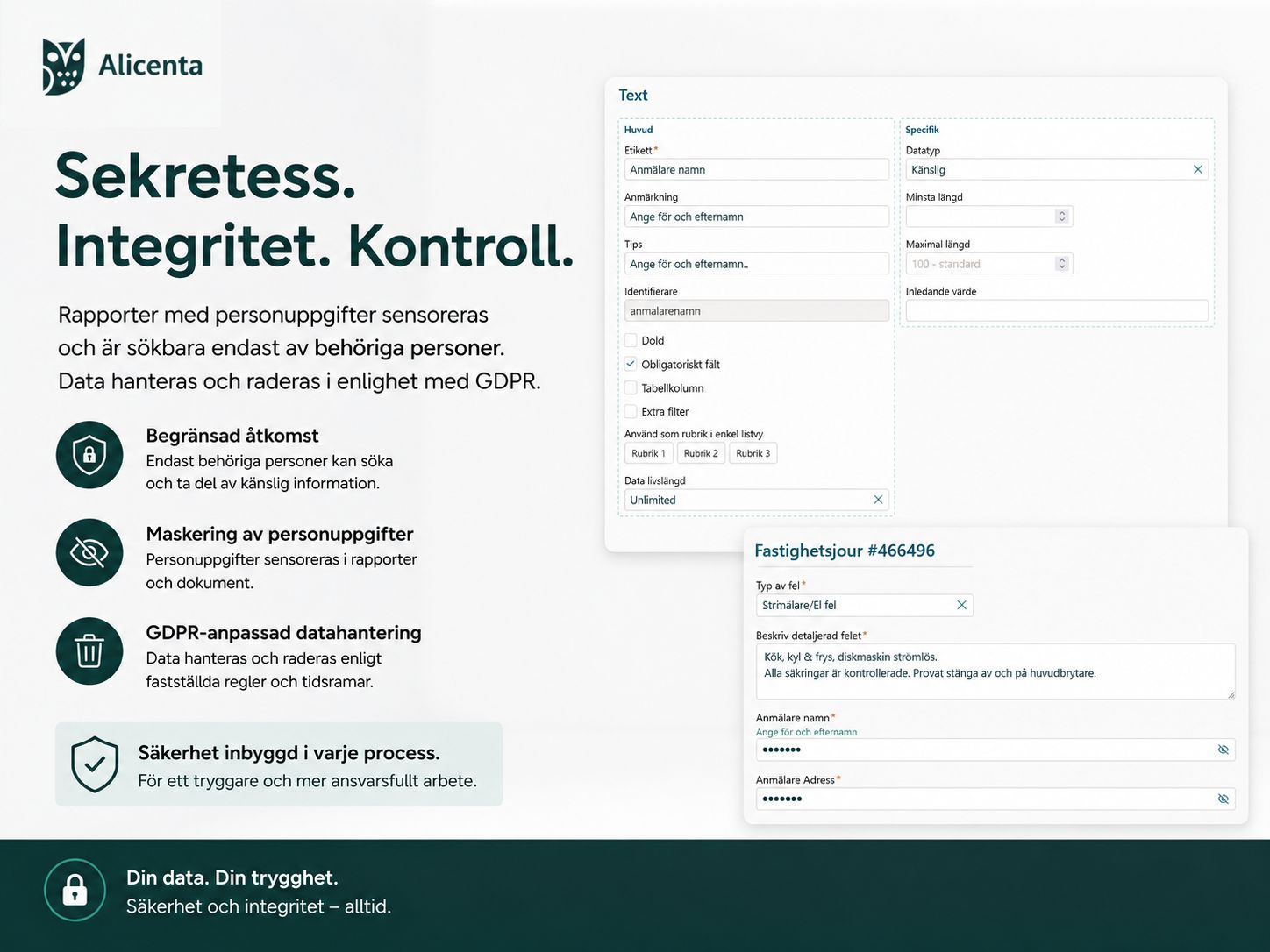 GDPR-anpassad hantering av personuppgifter i Alicenta